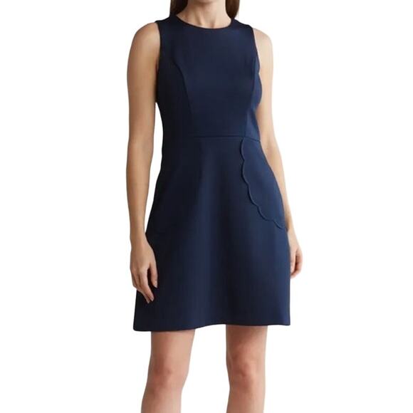Eliza J dress scalloped sheath blue size 6 - Picture 1 of 7